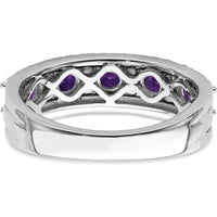 14K White Gold Amethyst and Diamond Ring with Round Amethysts - 0.388 Carat Total Amethyst Weight by 0