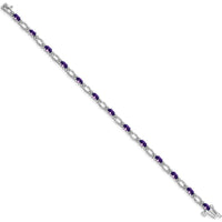 14K White Gold Amethyst and Diamond Tennis Bracelet with Heart Accents - 0.5 Carats Amethyst, 0.004 Carats Diamond Total Weight by Oro Pregiato