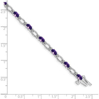 14K White Gold Amethyst and Diamond Tennis Bracelet with Heart Accents - 0.5 Carats Amethyst, 0.004 Carats Diamond Total Weight by Oro Pregiato