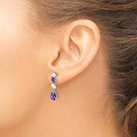 14K White Gold Amethyst and Opal Dangle Earrings - 1.83 Carat Total Gem Weight by Monteluci Fine Jewelry