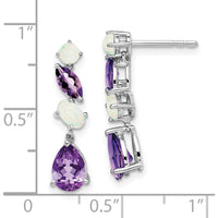 14K White Gold Amethyst and Opal Dangle Earrings - 1.83 Carat Total Gem Weight by Monteluci Fine Jewelry