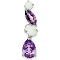 14K White Gold Amethyst and Opal Marquise/Pear Cut Pendant - 1.72 Carat Total Gemstone Weight by Lumare Gioia