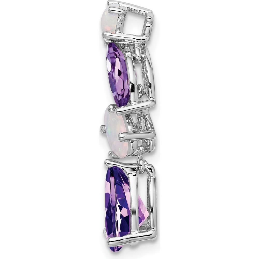 14K White Gold Amethyst and Opal Marquise/Pear Cut Pendant - 1.72 Carat Total Gemstone Weight by Lumare Gioia