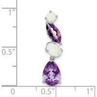 14K White Gold Amethyst and Opal Marquise/Pear Cut Pendant - 1.72 Carat Total Gemstone Weight by Lumare Gioia