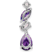 14K White Gold Amethyst and Opal Marquise/Pear Cut Pendant - 1.72 Carat Total Gemstone Weight by Lumare Gioia