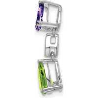 14K White Gold Amethyst and Peridot Pendant with Round Diamonds - 1.71 Carat Total Gem Weight by Lumare Gioia