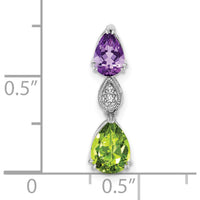 14K White Gold Amethyst and Peridot Pendant with Round Diamonds - 1.71 Carat Total Gem Weight by Lumare Gioia