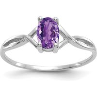 14K White Gold Amethyst Birthstone Ring with 4-Prong Setting - 0.42 Carat Amethyst Weight by Oro Pregiato