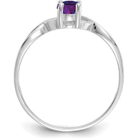 14K White Gold Amethyst Birthstone Ring with 4-Prong Setting - 0.42 Carat Amethyst Weight by Oro Pregiato