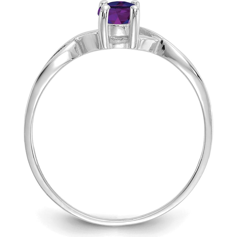 14K White Gold Amethyst Birthstone Ring with 4-Prong Setting - 0.42 Carat Amethyst Weight by Oro Pregiato