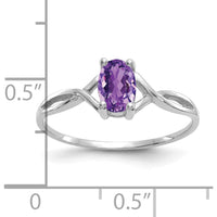 14K White Gold Amethyst Birthstone Ring with 4-Prong Setting - 0.42 Carat Amethyst Weight by Oro Pregiato