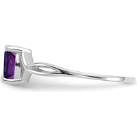14K White Gold Amethyst Birthstone Ring with 4-Prong Setting - 0.42 Carat Amethyst Weight by Oro Pregiato