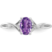 14K White Gold Amethyst Birthstone Ring with 4-Prong Setting - 0.42 Carat Amethyst Weight by Oro Pregiato