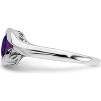 14K White Gold Amethyst Bypass Ring with Round 0.763 Carat Natural Amethyst by 0