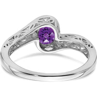 14K White Gold Amethyst Bypass Ring with Round 0.763 Carat Natural Amethyst by 0