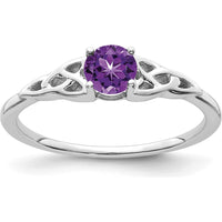 14K White Gold Amethyst Celtic Knot Ring - 4.5mm Round Amethyst by 0
