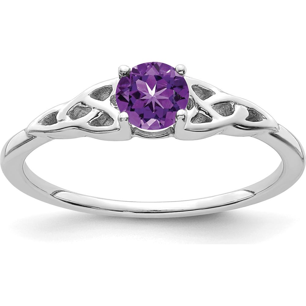 14K White Gold Amethyst Celtic Knot Ring - 4.5mm Round Amethyst by 0