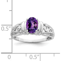 14K White Gold Amethyst Checkerboard Cut Ring - 0.75 Carat Amethyst by Monteluci Fine Jewelry