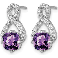 14K White Gold Amethyst Cushion Cut and Diamond Drop Earrings - 2.5 Carat Total Gem Weight by Monteluci Fine Jewelry