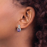 14K White Gold Amethyst Cushion Cut and Diamond Drop Earrings - 2.5 Carat Total Gem Weight by Monteluci Fine Jewelry