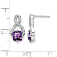 14K White Gold Amethyst Cushion Cut and Diamond Drop Earrings - 2.5 Carat Total Gem Weight by Monteluci Fine Jewelry