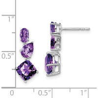 14K White Gold Amethyst Dangle Earrings with Cushion, Pear, and Oval Cut Amethysts - 1.58 Carat Total Weight by Monteluci Fine Jewelry