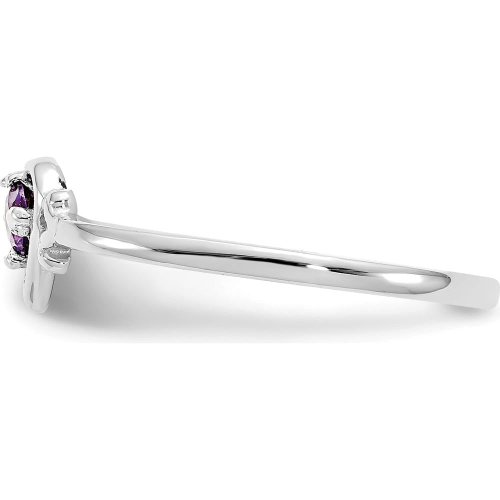 14K White Gold Amethyst Heart Birthstone Ring - 0.1 Carat Round Faceted Amethyst by Oro Pregiato