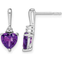 14K White Gold Amethyst Heart Drop Earrings with Diamond Accents - 0.75 Carat Total Amethyst Weight, 0.005 Carat Total Diamond Weight by Monteluci Fine Jewelry
