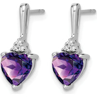 14K White Gold Amethyst Heart Drop Earrings with Diamond Accents - 0.75 Carat Total Amethyst Weight, 0.005 Carat Total Diamond Weight by Monteluci Fine Jewelry