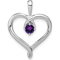 14K White Gold Amethyst Heart Pendant - 0.20 Carat Round Amethyst by Lumare Gioia