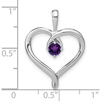 14K White Gold Amethyst Heart Pendant - 0.20 Carat Round Amethyst by Lumare Gioia