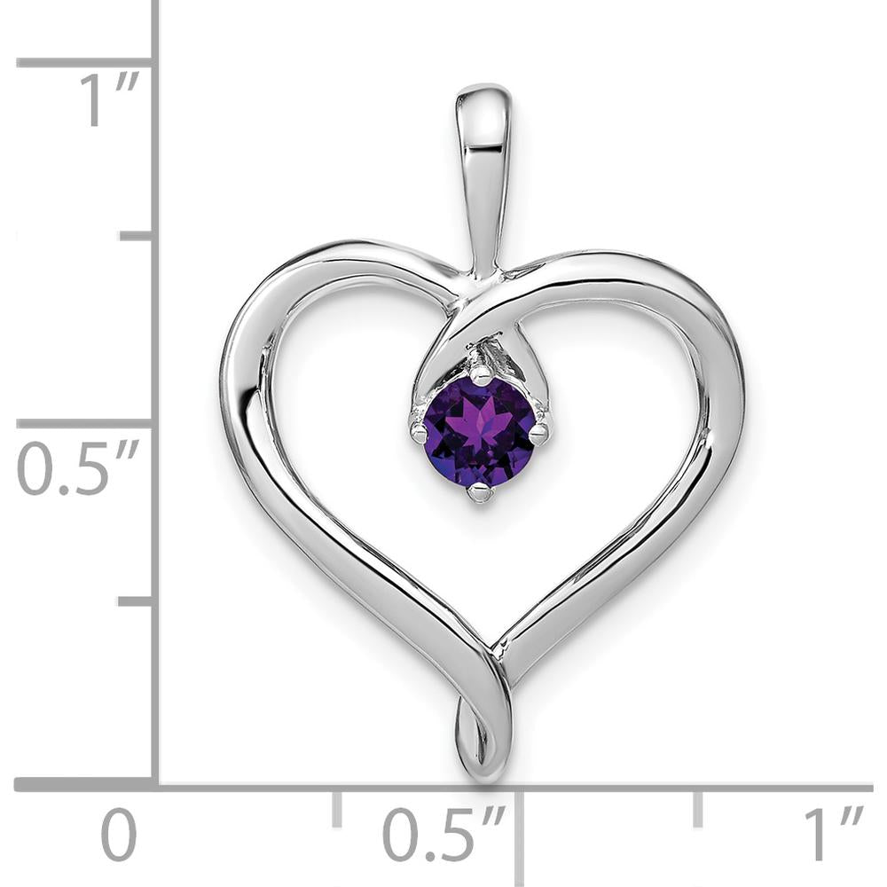 14K White Gold Amethyst Heart Pendant - 0.20 Carat Round Amethyst by Lumare Gioia