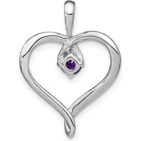 14K White Gold Amethyst Heart Pendant - 0.20 Carat Round Amethyst by Lumare Gioia