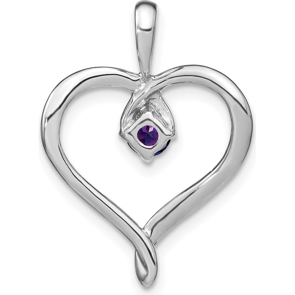14K White Gold Amethyst Heart Pendant - 0.20 Carat Round Amethyst by Lumare Gioia