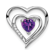 14K White Gold Amethyst Heart Pendant with Diamond Accents - 0.442 Carat Amethyst, 0.005 Carat Total Diamond Weight by Lumare Gioia