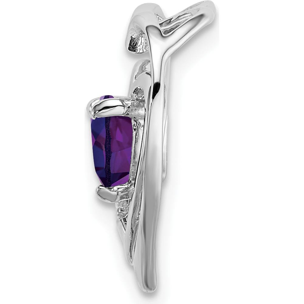 14K White Gold Amethyst Heart Pendant with Diamond Accents - 0.442 Carat Amethyst, 0.005 Carat Total Diamond Weight by Lumare Gioia