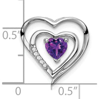 14K White Gold Amethyst Heart Pendant with Diamond Accents - 0.442 Carat Amethyst, 0.005 Carat Total Diamond Weight by Lumare Gioia