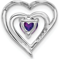 14K White Gold Amethyst Heart Pendant with Diamond Accents - 0.442 Carat Amethyst, 0.005 Carat Total Diamond Weight by Lumare Gioia