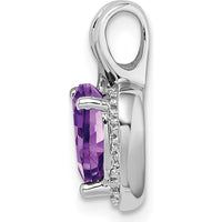 14K White Gold Amethyst Heart Pendant with Round Diamond Accents - 1.25 Carat Amethyst and 0.02 Carat Diamond Total Weight by Lumare Gioia