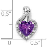 14K White Gold Amethyst Heart Pendant with Round Diamond Accents - 1.25 Carat Amethyst and 0.02 Carat Diamond Total Weight by Lumare Gioia