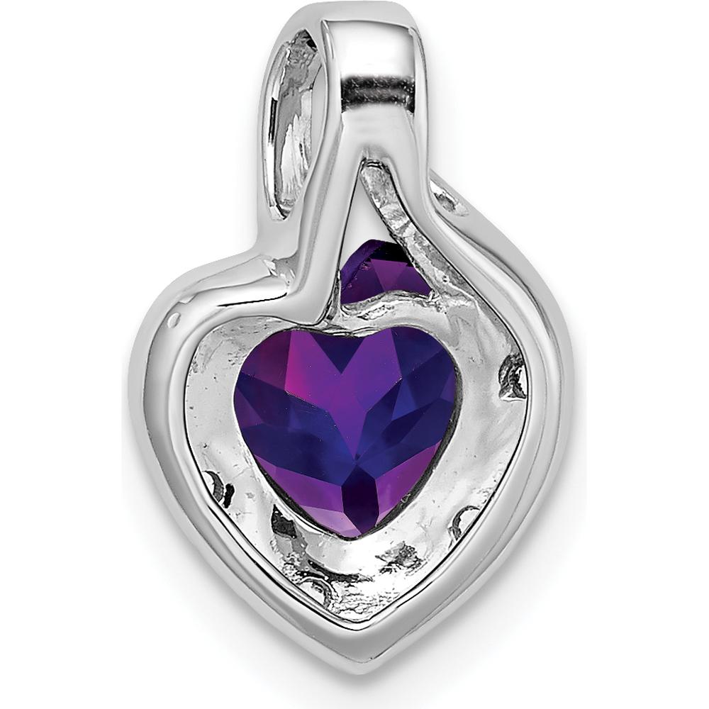 14K White Gold Amethyst Heart Pendant with Round Diamond Accents - 1.25 Carat Amethyst and 0.02 Carat Diamond Total Weight by Lumare Gioia