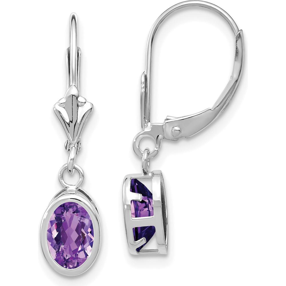 14K White Gold Amethyst Leverback Earrings - 0.75 Carat Total Amethyst Weight by Monteluci Fine Jewelry