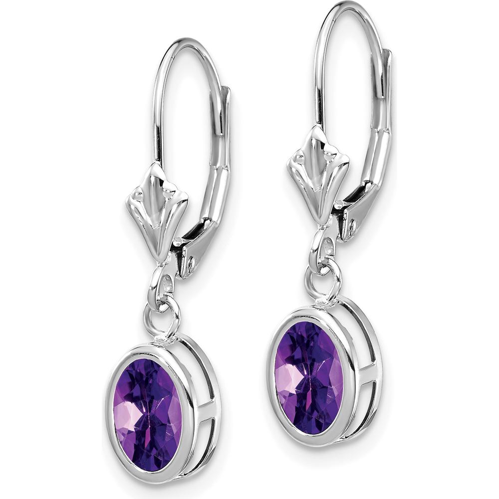 14K White Gold Amethyst Leverback Earrings - 0.75 Carat Total Amethyst Weight by Monteluci Fine Jewelry