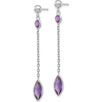 14K White Gold Amethyst Post Dangle Earrings with Marquise and Round Amethysts - 1.9 Carat Total Gem Weight by Monteluci Fine Jewelry