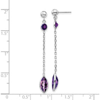 14K White Gold Amethyst Post Dangle Earrings with Marquise and Round Amethysts - 1.9 Carat Total Gem Weight by Monteluci Fine Jewelry