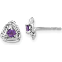 14K White Gold Amethyst Post Earrings - 0.1 Carat Total Amethyst Weight by Oro Pregiato