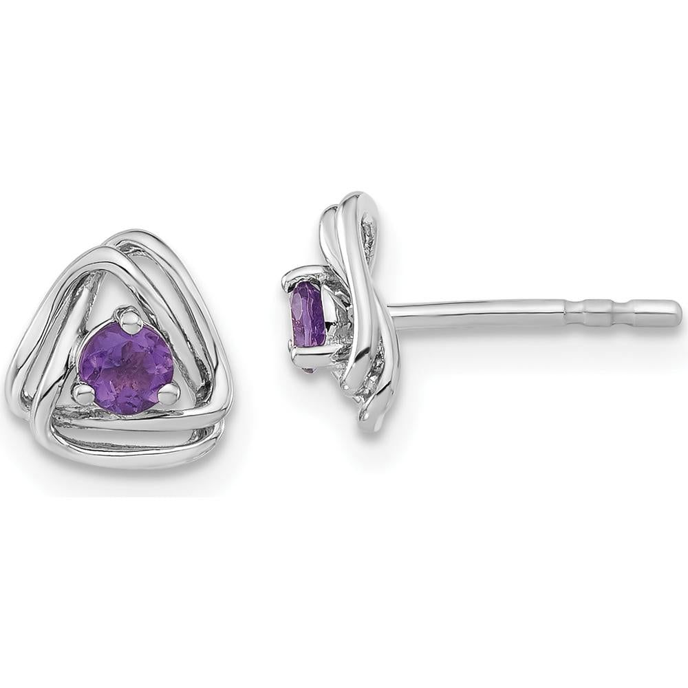 14K White Gold Amethyst Post Earrings - 0.1 Carat Total Amethyst Weight by Oro Pregiato