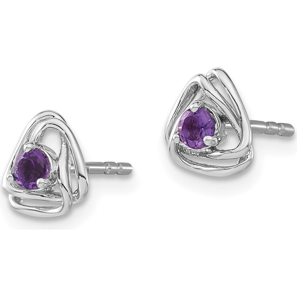 14K White Gold Amethyst Post Earrings - 0.1 Carat Total Amethyst Weight by Oro Pregiato