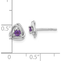 14K White Gold Amethyst Post Earrings - 0.1 Carat Total Amethyst Weight by Oro Pregiato