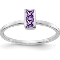 14K White Gold Amethyst Ring with Princess-Cut Amethysts - 0.30 Carat Total Gem Weight by 0